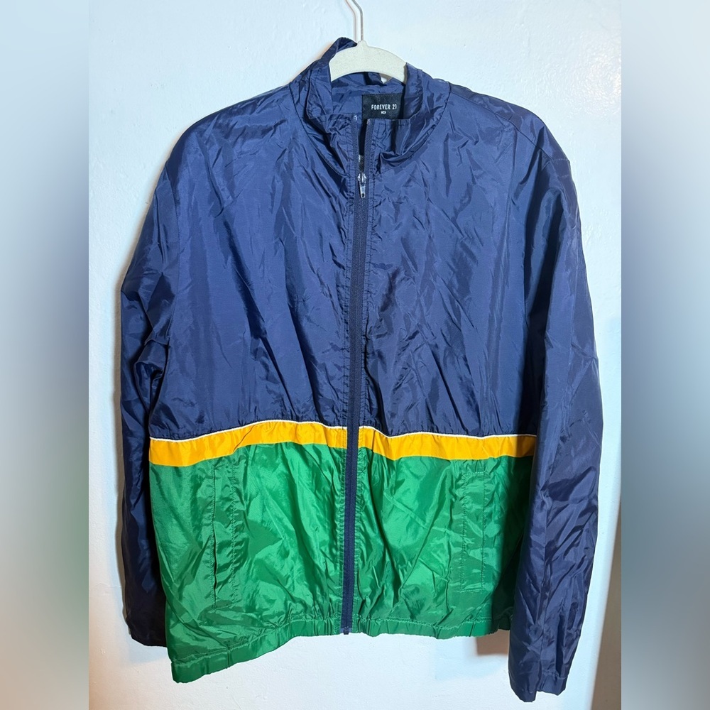 Forever 21 Blue and Green Jacket with Yellow Accent Men’s Size Large